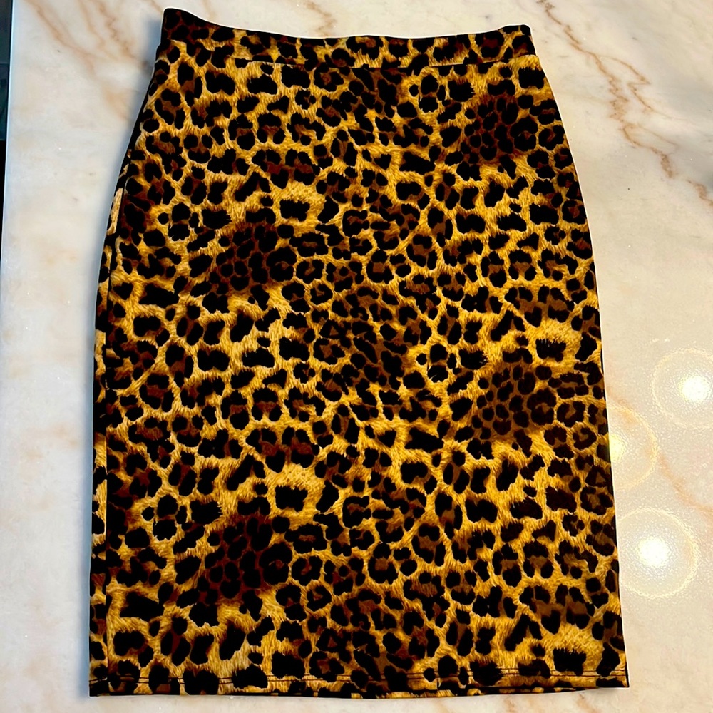 Leopard Bodycon Fitted Skirt Size 1x